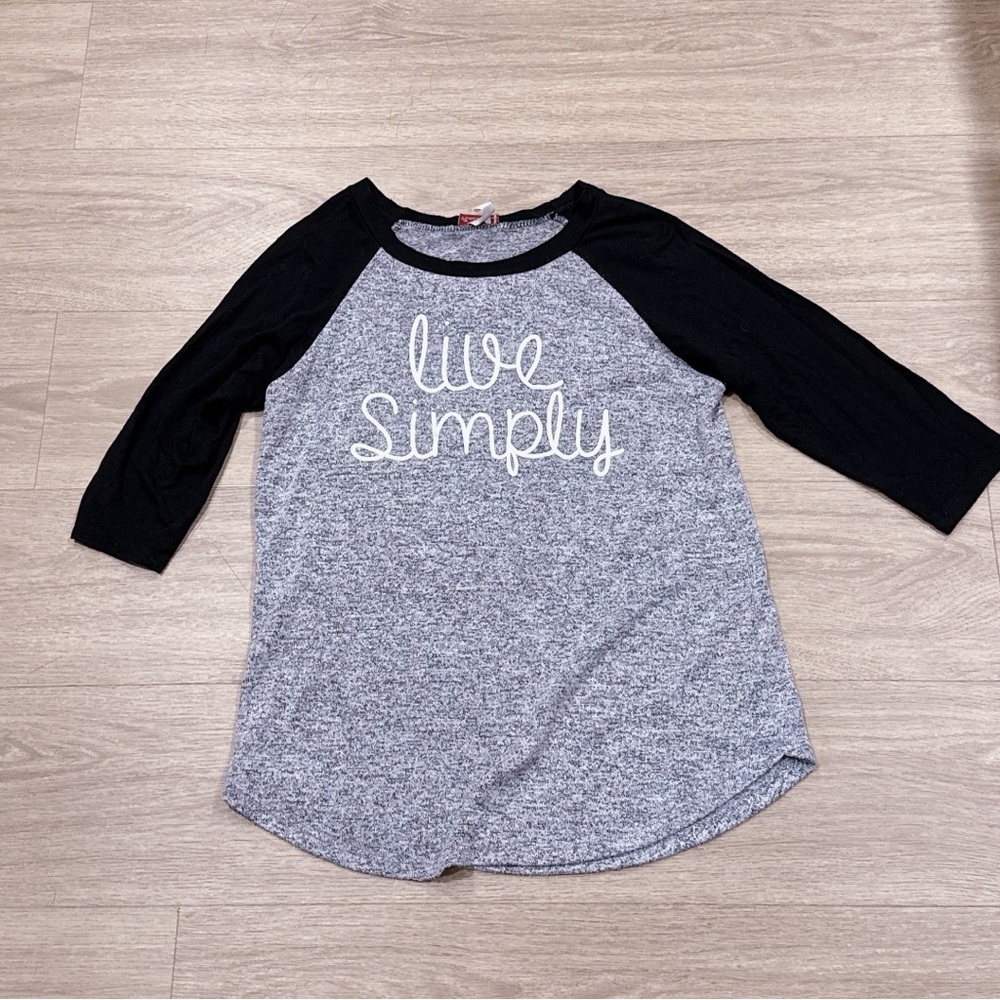 Fashion Magazine Gray and Black Raglan Long Sleeve Tee